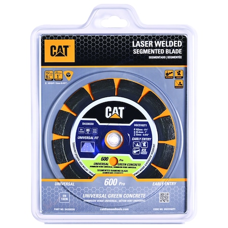 Caterpillar 600 Pro Early Entry Universal Aggregate Silent Green Concrete Diamond Blade 6 3/8-In - 162mm Green DA33033U